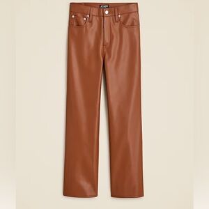 NWT J. Crew Slim Wide Leg Faux Leather Pants in Brown Sugar